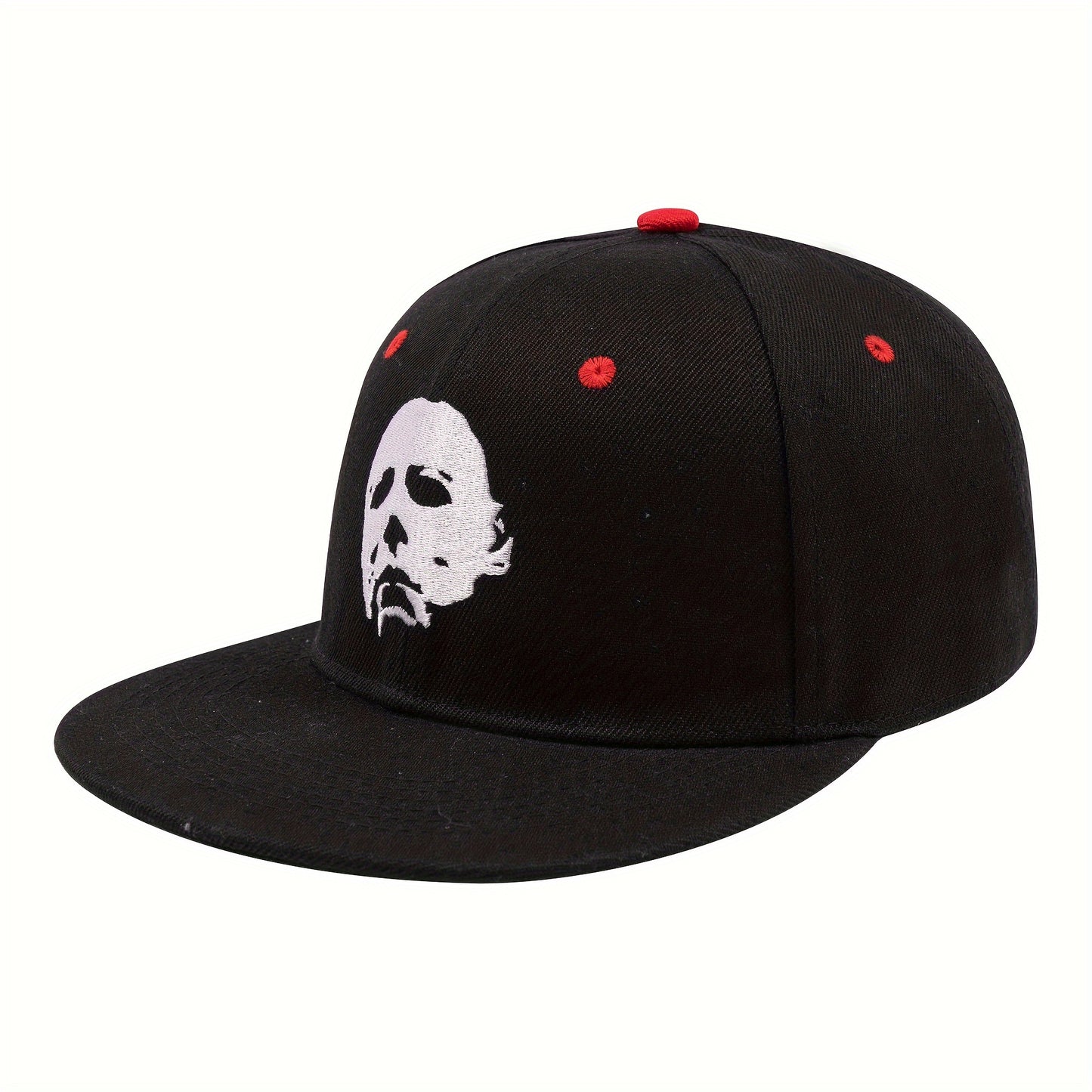 LuckeLadybug LLC black embroidered hip hop dad hat featuring a unique graphic design