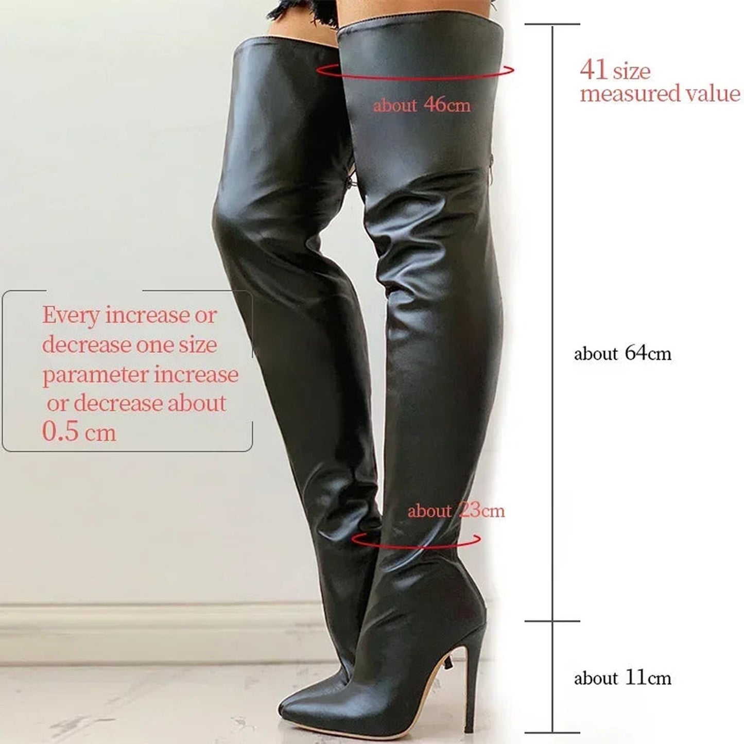 LuckeLadybug black over the knee boots for women featuring a sleek design and high heel for stylish outings