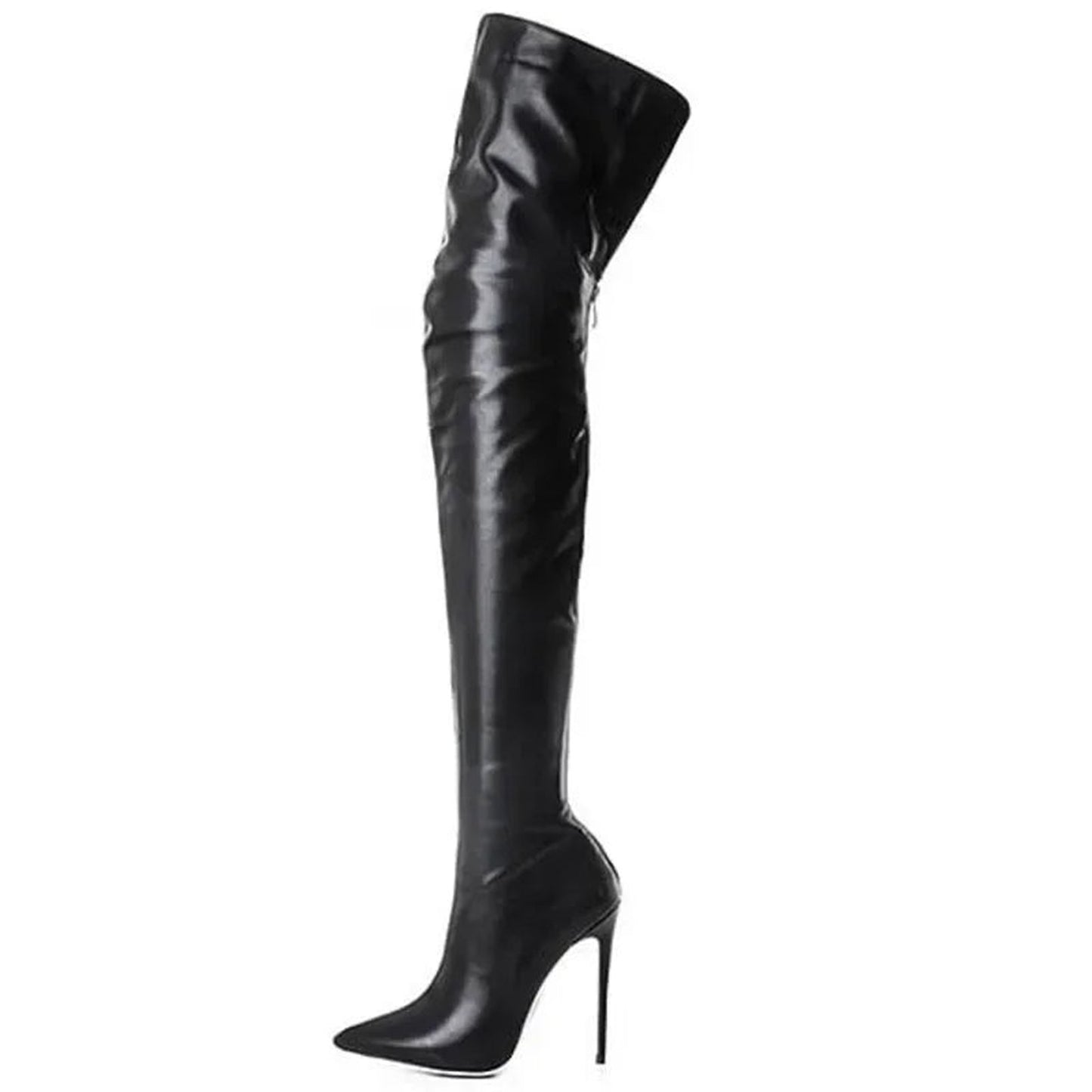 LuckeLadybug LLC black over the knee boots for women with a sleek design and high stiletto heels