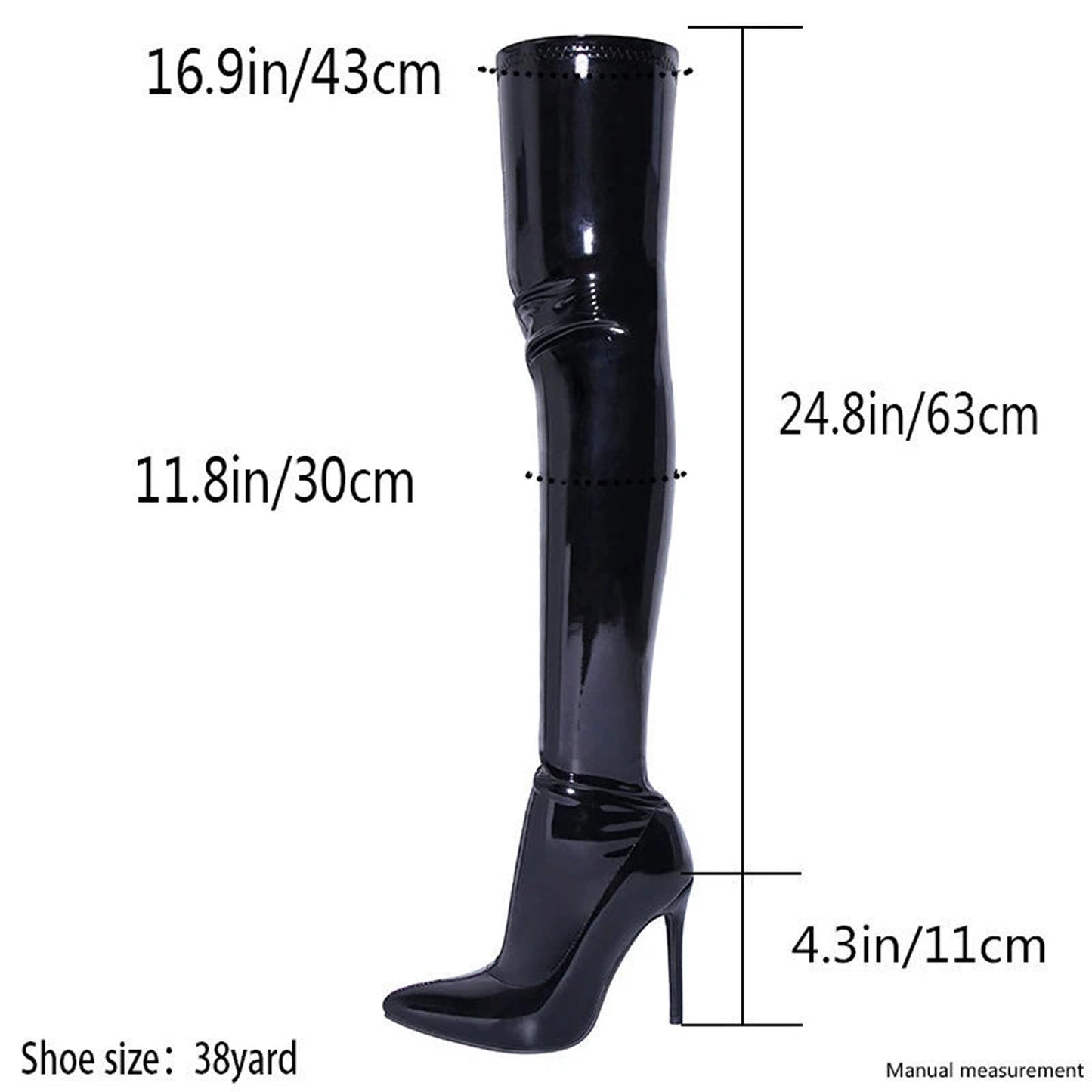 Black Over The Knee High Heel Boots