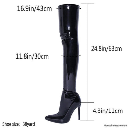 Black Over The Knee High Heel Boots