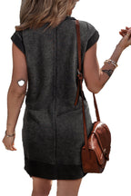 Stylish black quarter zip sweatshirt dress by LuckeLadybug for casual outings and comfortable wear