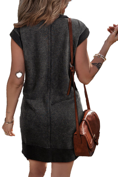 Stylish black quarter zip sweatshirt dress by LuckeLadybug for casual outings and comfortable wear