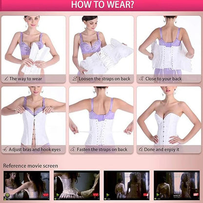Step-by-step guide on how to wear a black satin corset for women with detailed instructions