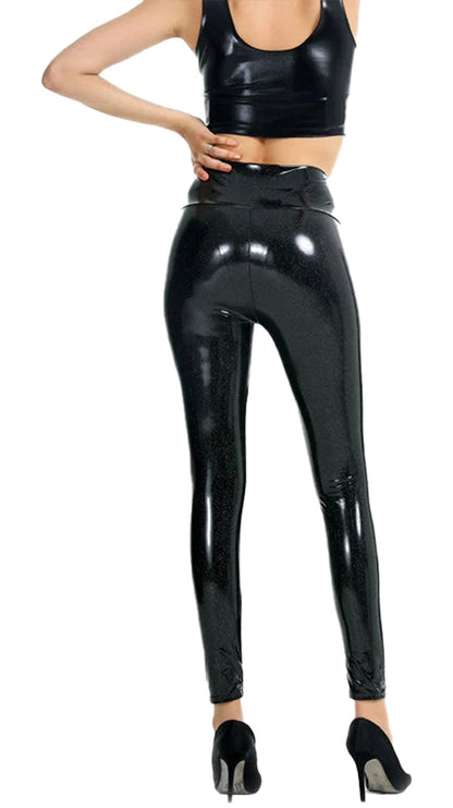 Black Shiny Push Up Leggings For Fashionistas