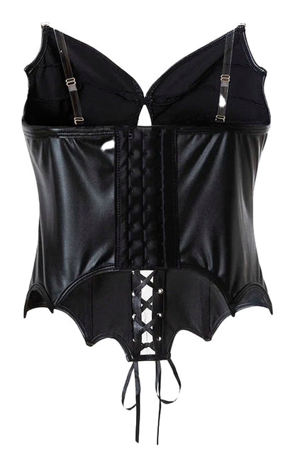Black strapless corset top from LuckeLadybug LLC with lace-up back and sleek design