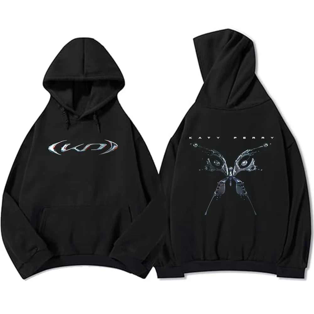 Black Womens Hoodie Sweatshirt featuring a stylish graphic design on the front and back