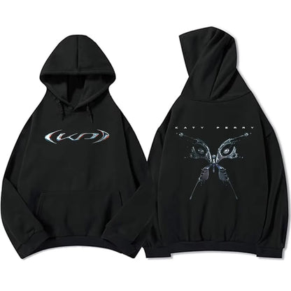 Black Womens Hoodie Sweatshirt featuring a stylish graphic design on the front and back