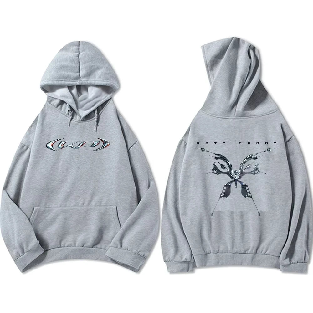 Stylish gray hoodie featuring unique graphic design, perfect for casual wear and comfort