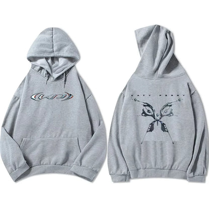 Stylish gray hoodie featuring unique graphic design, perfect for casual wear and comfort