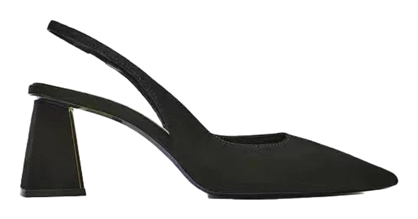 LuckeLadybug LLC black block heel slingback pumps for women with a sleek design and pointed toe