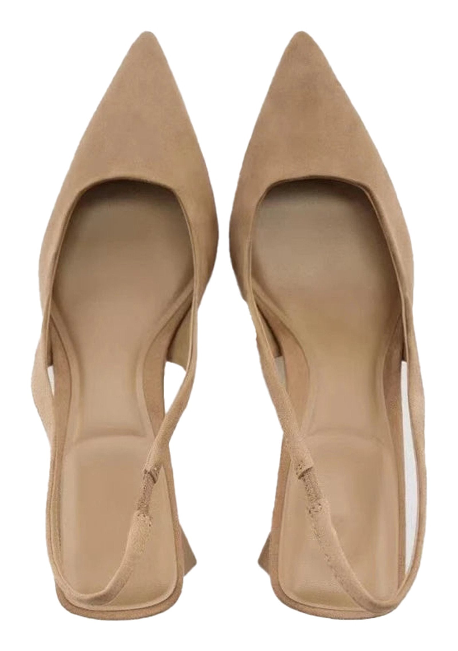 LuckeLadybug LLC stylish block heel slingback pumps for women in neutral beige color
