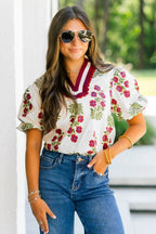LuckeLadybug LLC blouse floral with a vibrant print and comfortable fit, perfect for casual outings