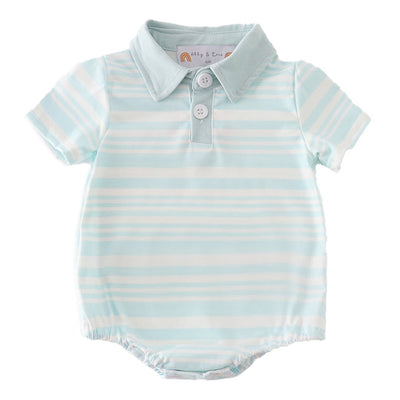 Adorable Blue Stripe Ruffle Boy Bubble For Stylish Baby And Toddler Fashion - LuckeLadybug LLC