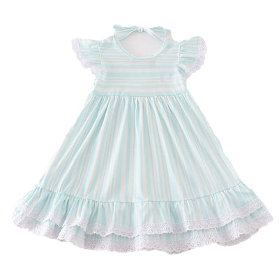 Adorable Blue Stripe Ruffle Dress For Your Little Fashionista! - LuckeLadybug LLC