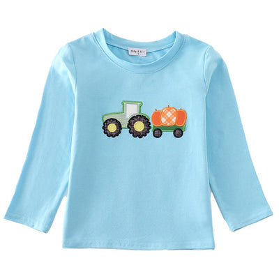 Adorable Blue Truck Pumpkin Applique Boy Top For Your Little One! - LuckeLadybug LLC