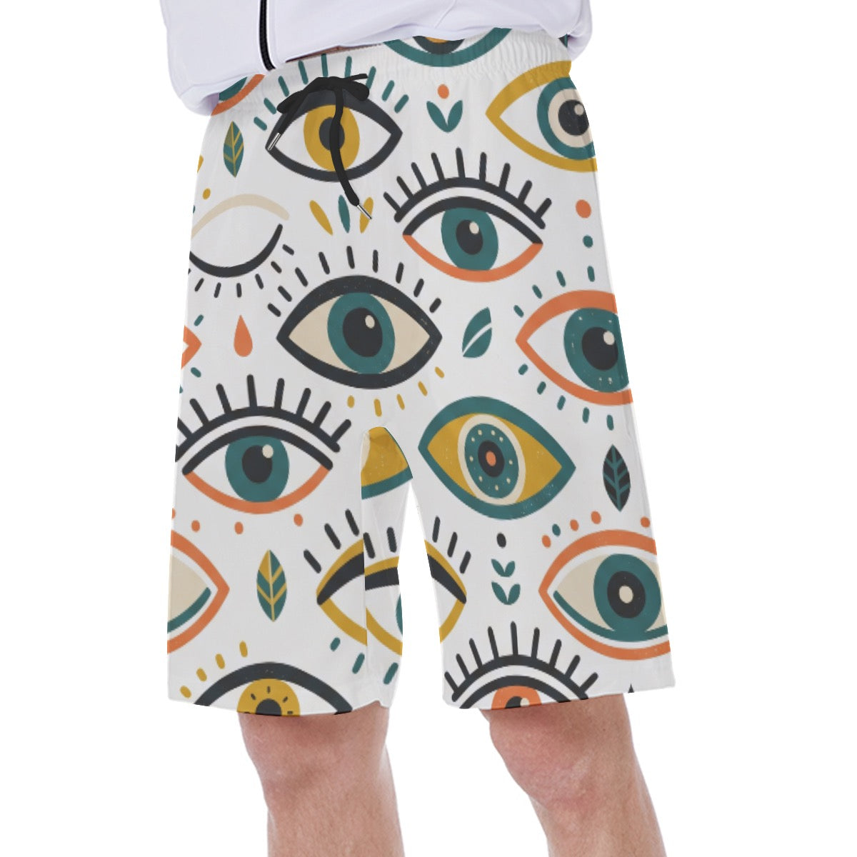 LuckeLadybug eye-patterned board swim shorts mens for stylish beachwear and casual outings