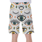 LuckeLadybug unique patterned board swim shorts mens with eye designs for a stylish swim look