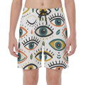 LuckeLadybug Board Swim Shorts Mens featuring a colorful eye pattern for stylish beachwear