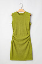 Green Ribbed Bodycon Dress for Effortless Style with Sleek Sleeveless Design