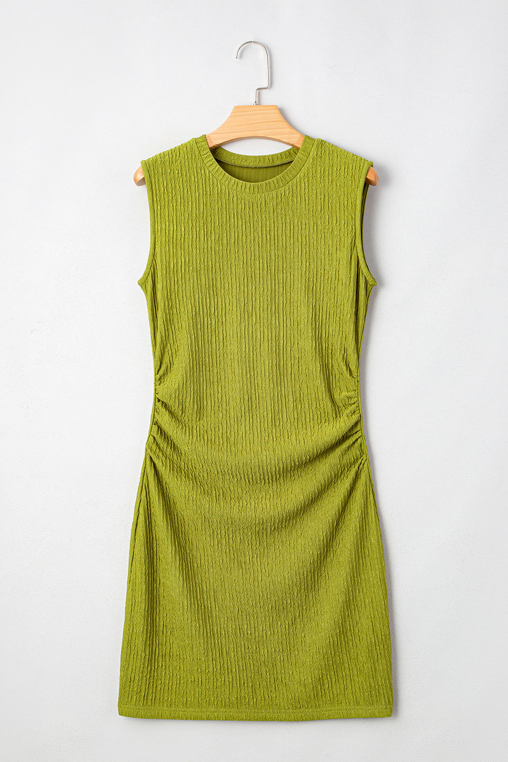 Green Ribbed Bodycon Dress for Effortless Style with Sleek Sleeveless Design