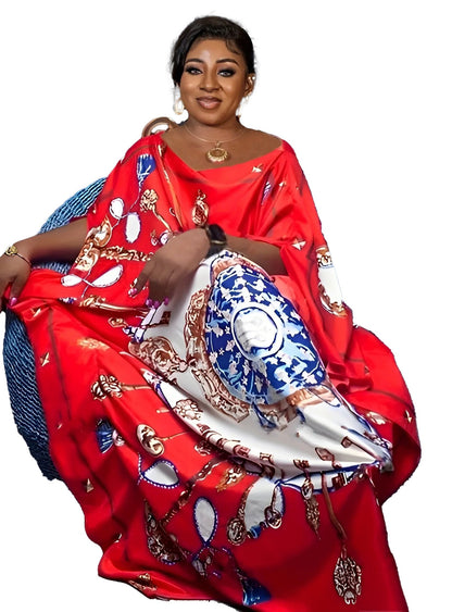 LuckeLadybug LLC Bohemian paisley print dress in vibrant red with elegant designs for stylish wear