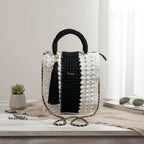 Boho Black & White Crochet Shoulder Bag