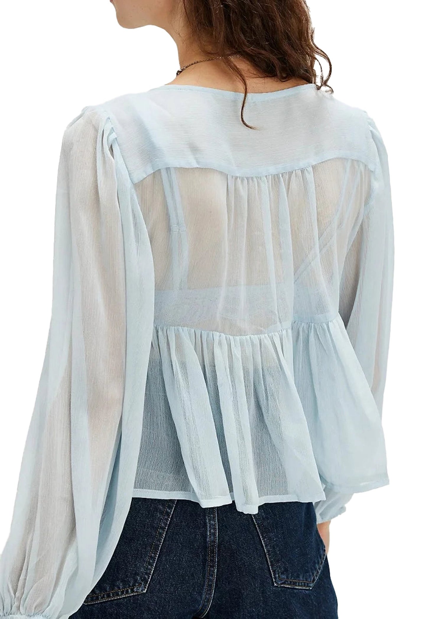 Boho Ruffle Peasant Blouse Top