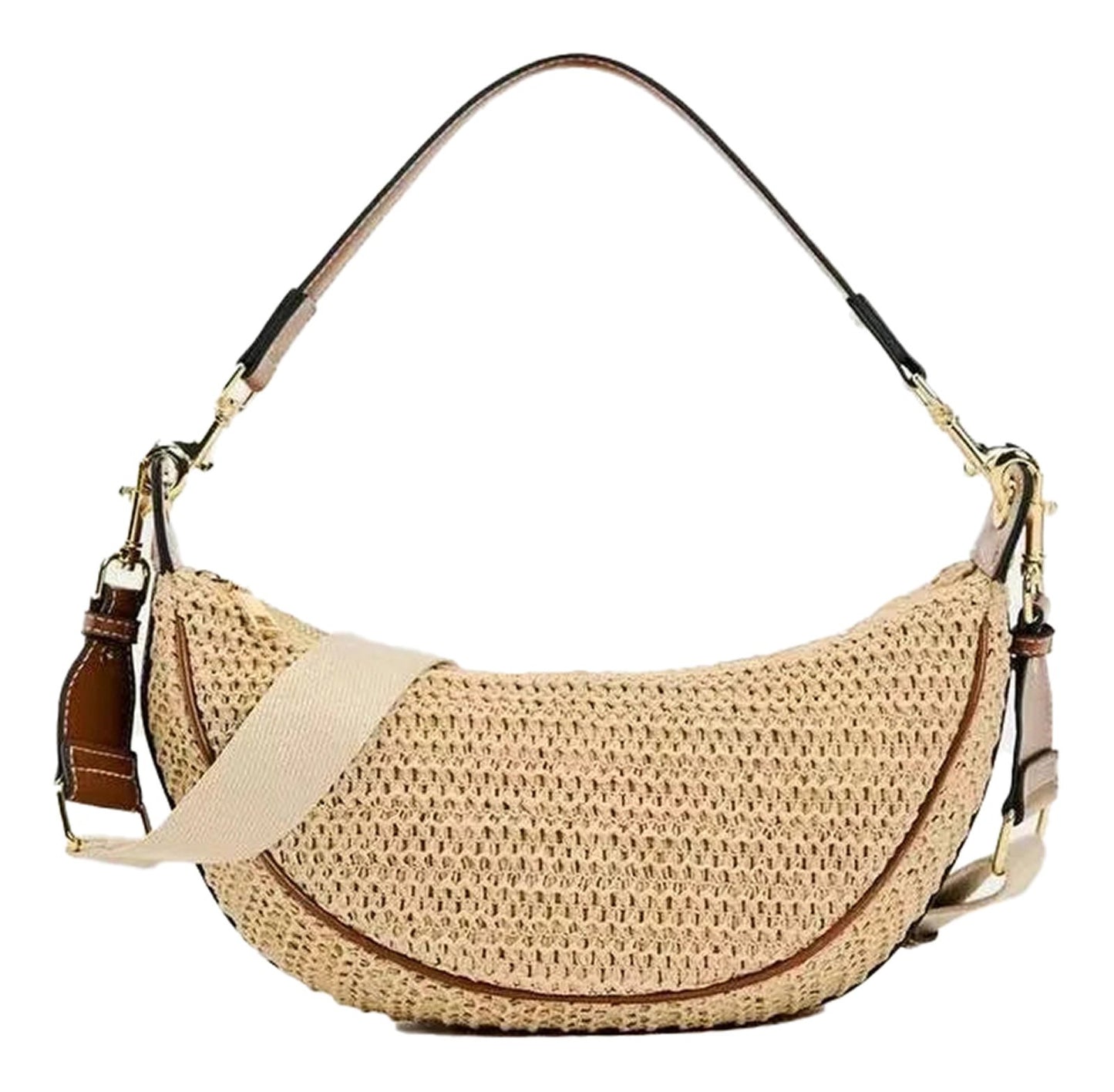 LuckeLadybug LLC boho straw hobo bag for women with adjustable strap and woven design