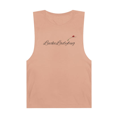 LuckeLadybug sleeveless tank top with bold ladybug print tank design in peach color