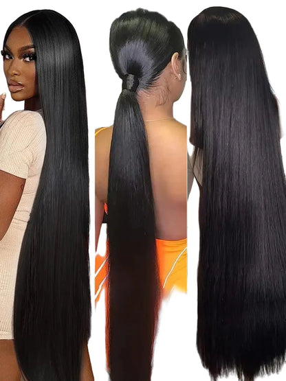 LuckeLadybug LLC bone straight Brazilian hair bundles showcasing sleek, long hairstyles from multiple angles