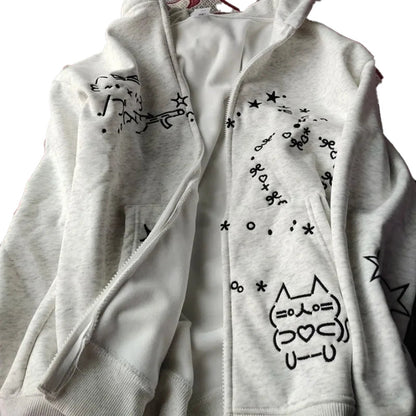 Cute embroidered hoodie for women with playful designs and a cozy fit