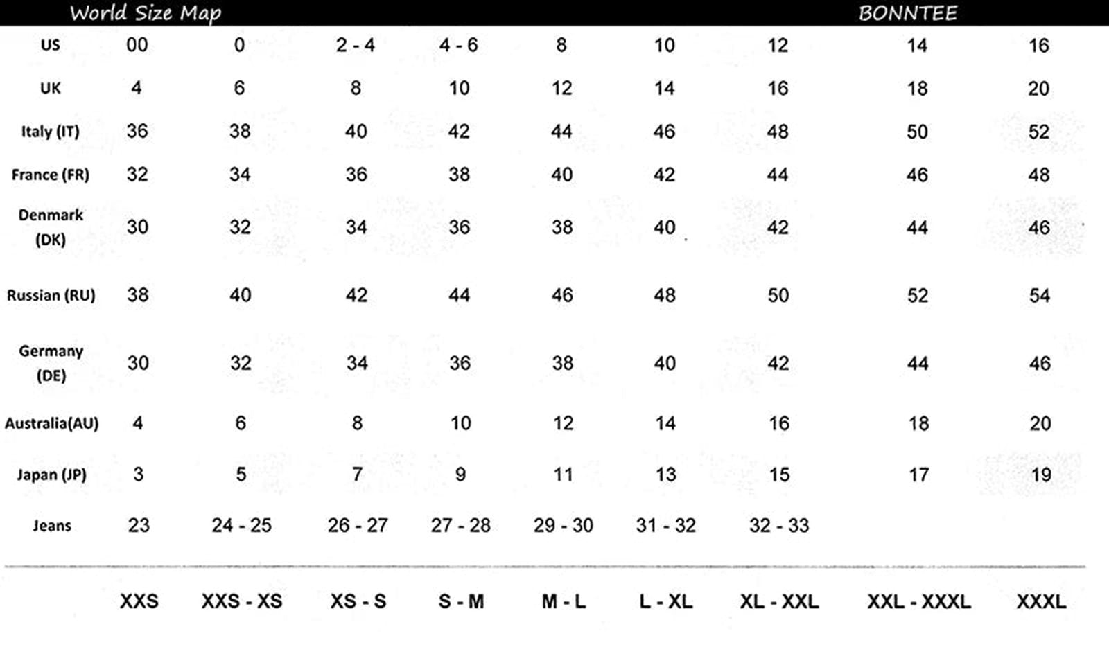 Cute embroidered hoodie for women in a stylish design with detailed size chart for accurate fitting