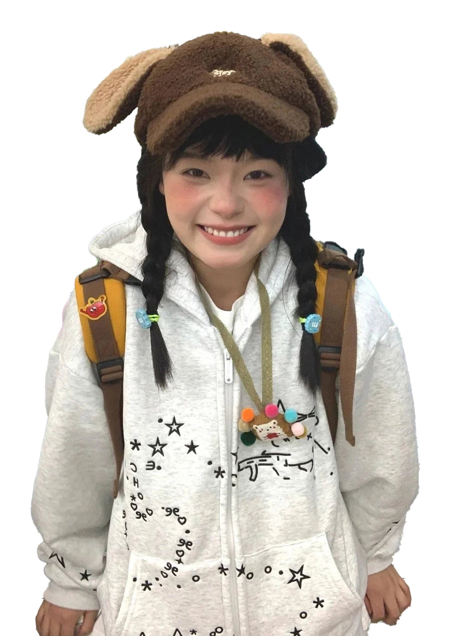 Cute embroidered hoodie for women in gray with playful designs and cozy fit, ideal for casual outings.