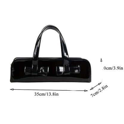 Stylish black bow handbag for women with two bows, perfect for everyday use