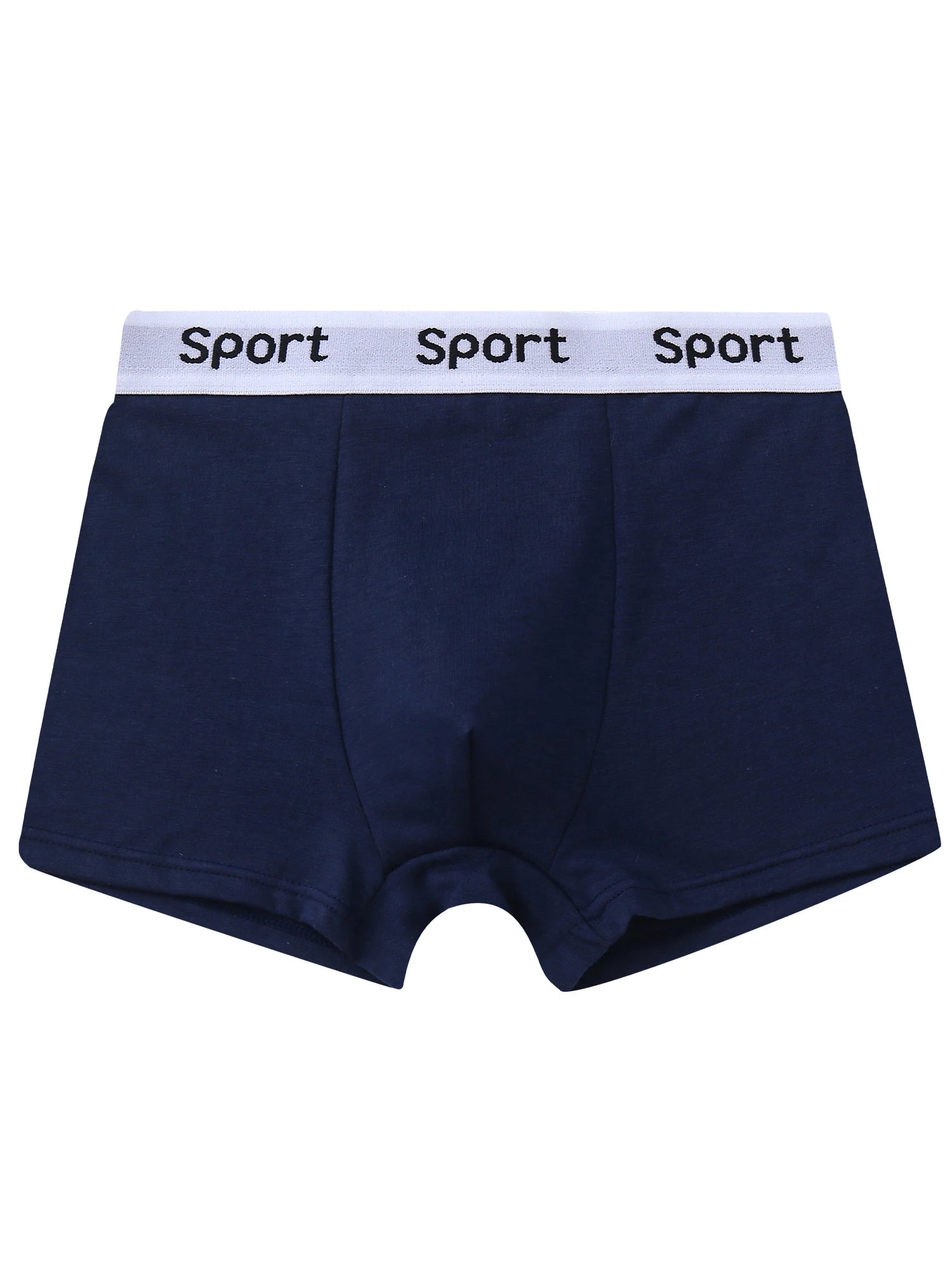 Boys breathable cotton boxer briefs in navy blue with Sport elastic waistband for comfort