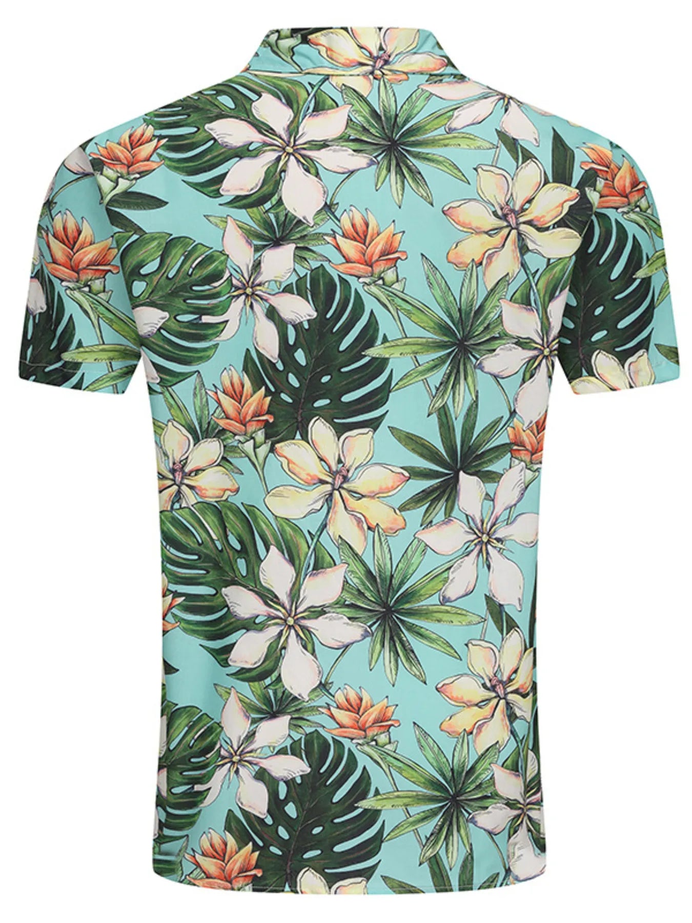 LuckeLadybug LLC Tropical Floral Print Button Up Men's Shirt with Vibrant Colors
