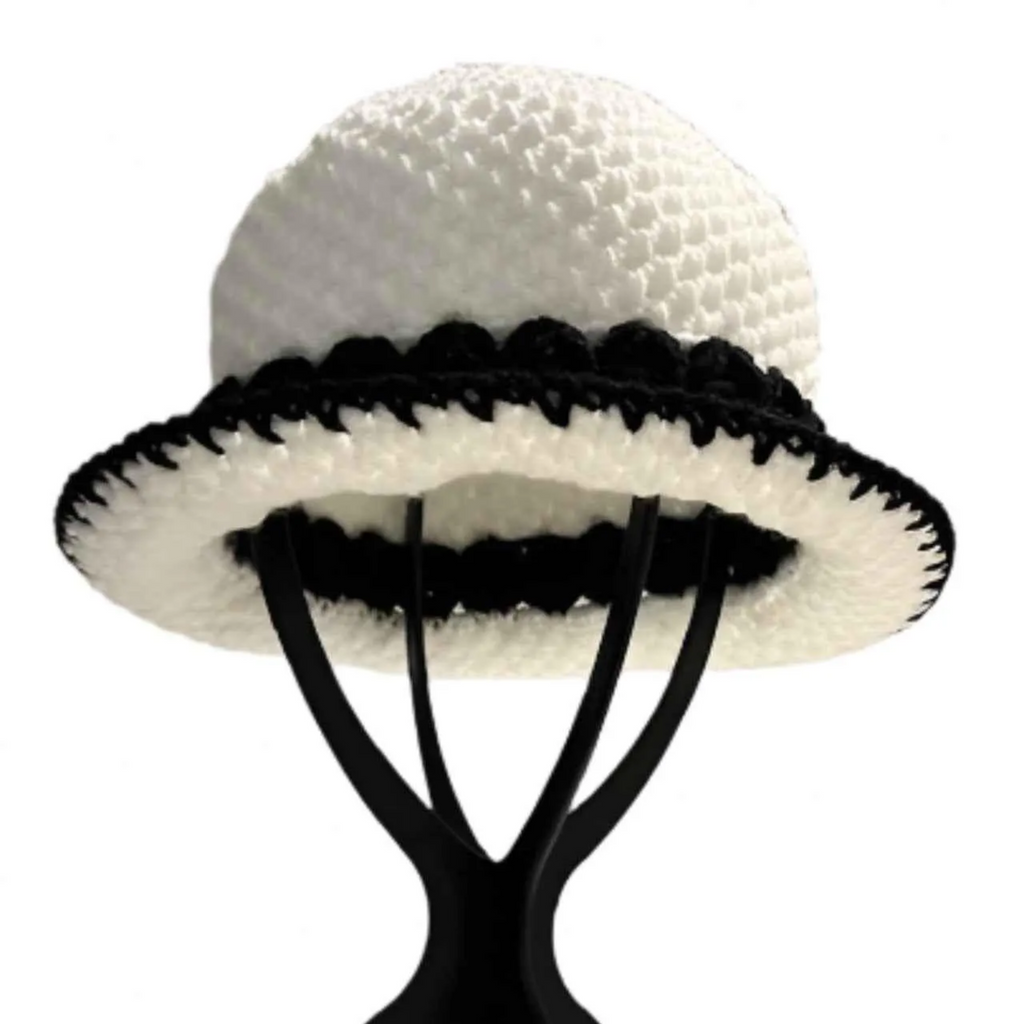 Stylish white and black ThreadsByHannah bucket hat bucket perfect for sunny days and casual outings