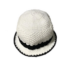 Handmade white and black woven bucket hat bucket for stylish summer outfits