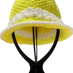 Vibrant yellow ThreadsByHannah bucket hat bucket with white crochet trim for stylish summer wear