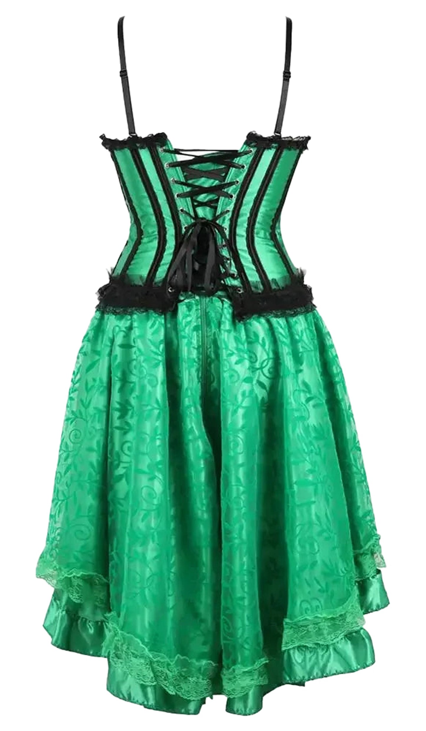 LuckeLadybug LLC burlesque corset dress with tutu skirt in vibrant green for stylish performances