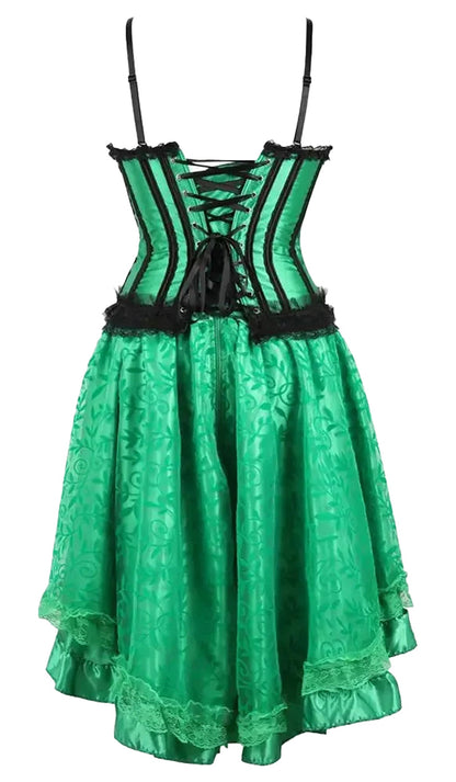 LuckeLadybug LLC burlesque corset dress with tutu skirt in vibrant green for stylish performances