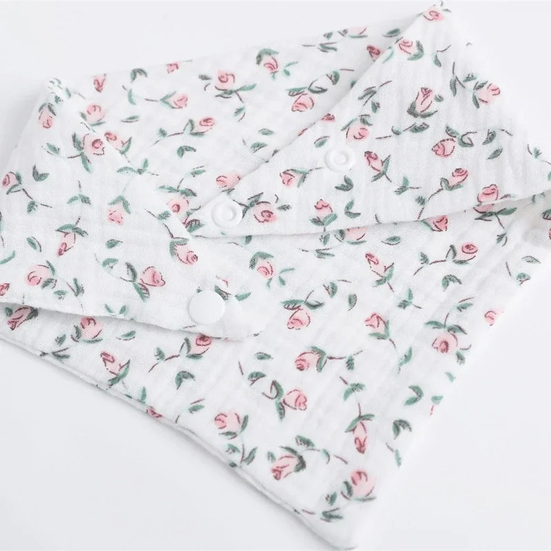 Floral Patterned Burp Cloths Cotton by LuckeLadybug LLC for baby feeding needs