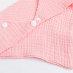 LuckeLadybug cotton burp cloths in soft pink with snap buttons for easy use