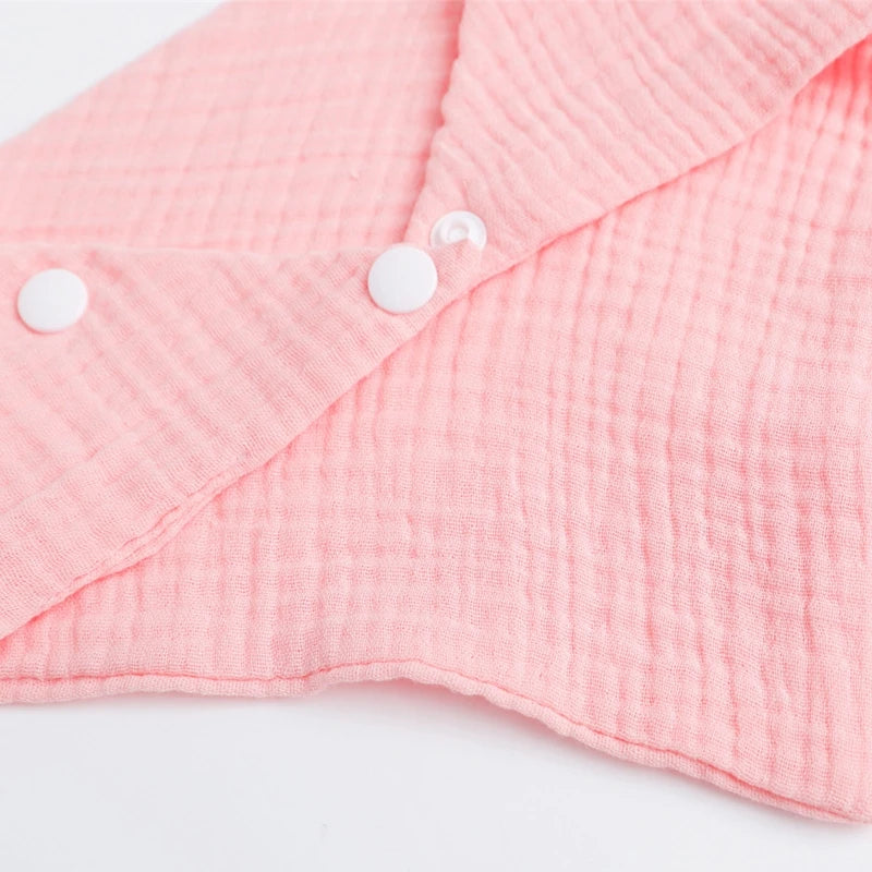 LuckeLadybug cotton burp cloths in soft pink with snap buttons for easy use