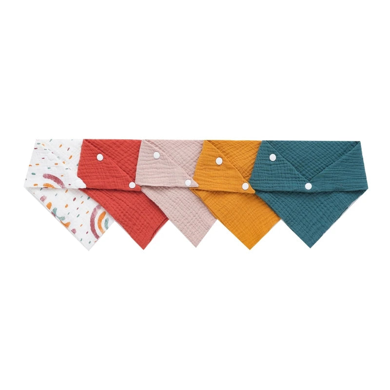 LuckeLadybug cotton burp cloths in assorted colors for easy feeding cleanup