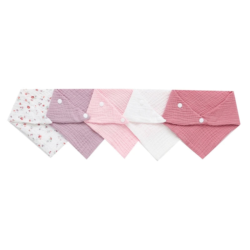 Set of LuckeLadybug LLC burp cloths cotton in assorted pink and white colors with floral patterns