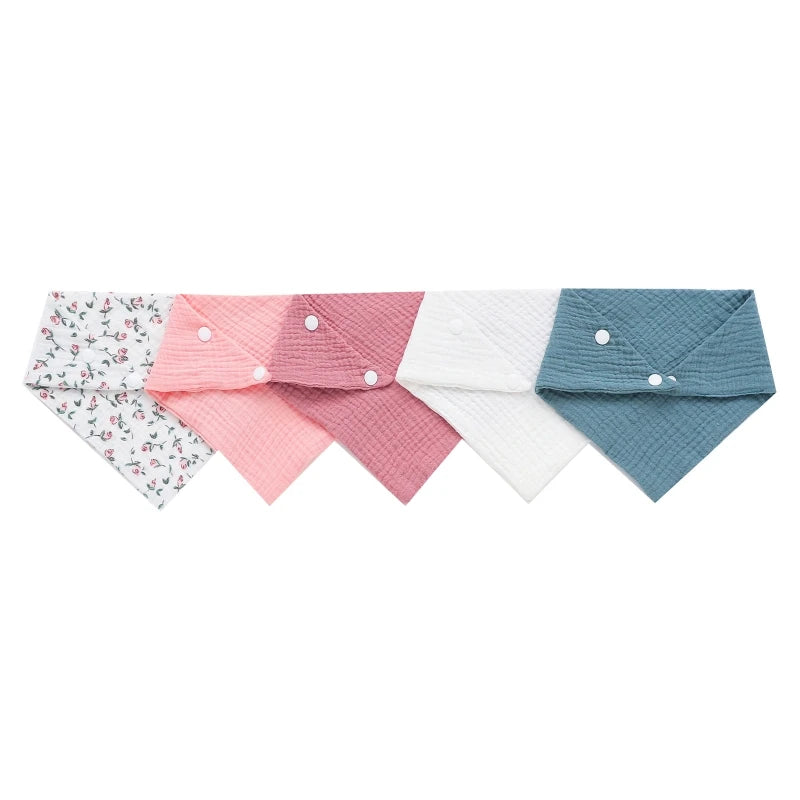 Set of LuckeLadybug LLC burp cloths cotton in assorted colors with buttons for newborns