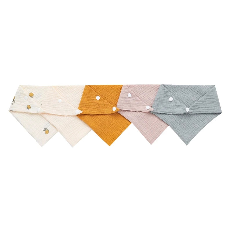 Set of LuckeLadybug cotton burp cloths in assorted colors with stylish designs and snap buttons