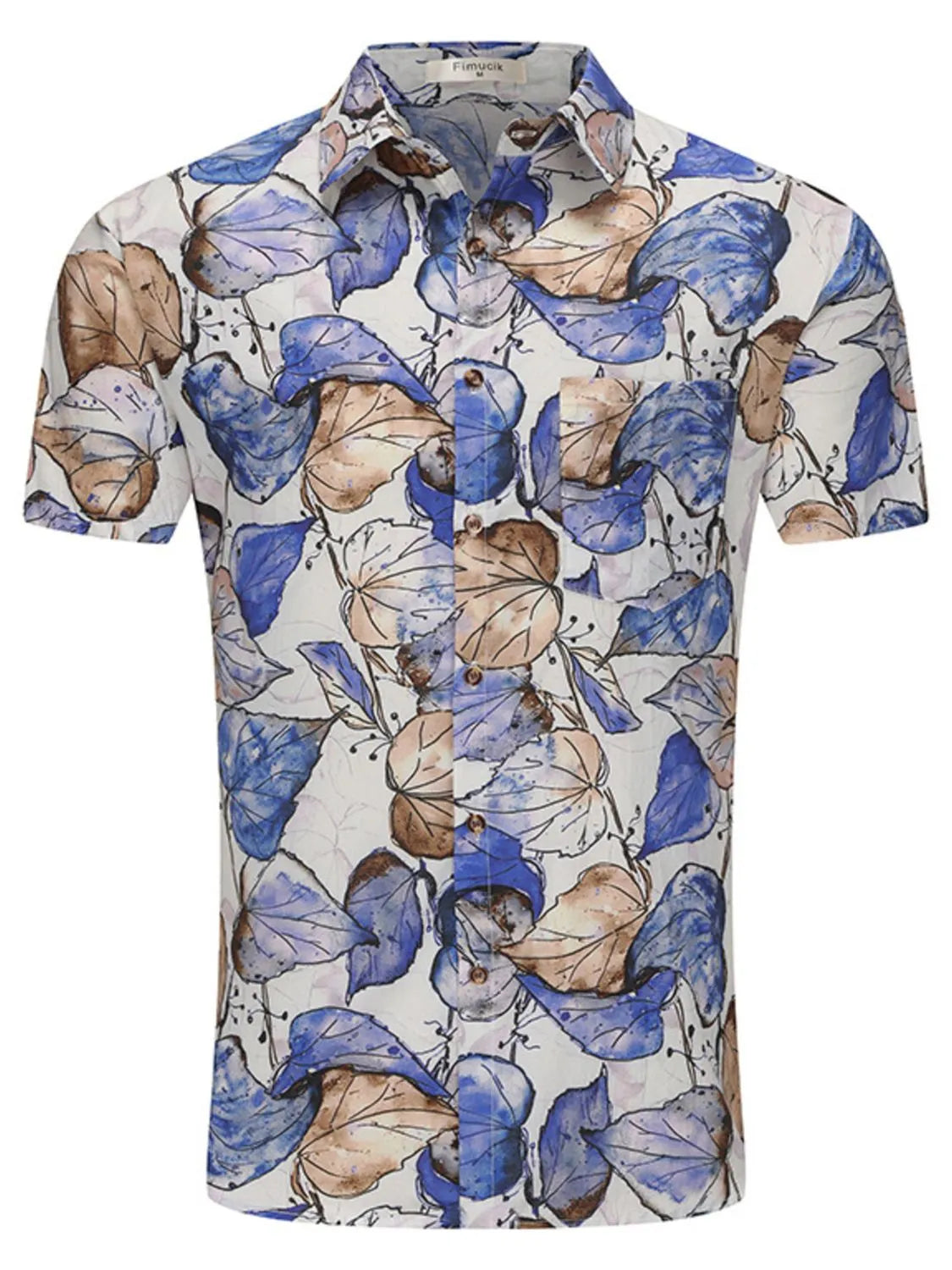 LuckeLadybug LLC Button Up Shirt for Men with Colorful Leaf Print Design